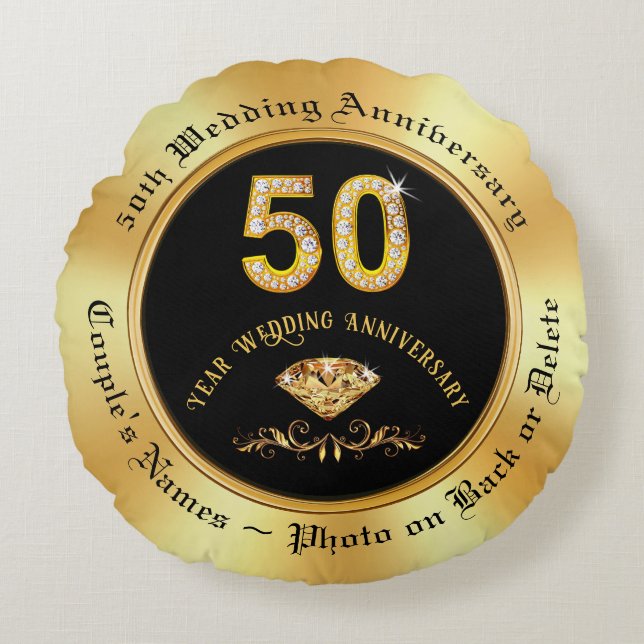 Anniversary Gifts for 50 Years of Marriage, Photo Round Cushion (Front)