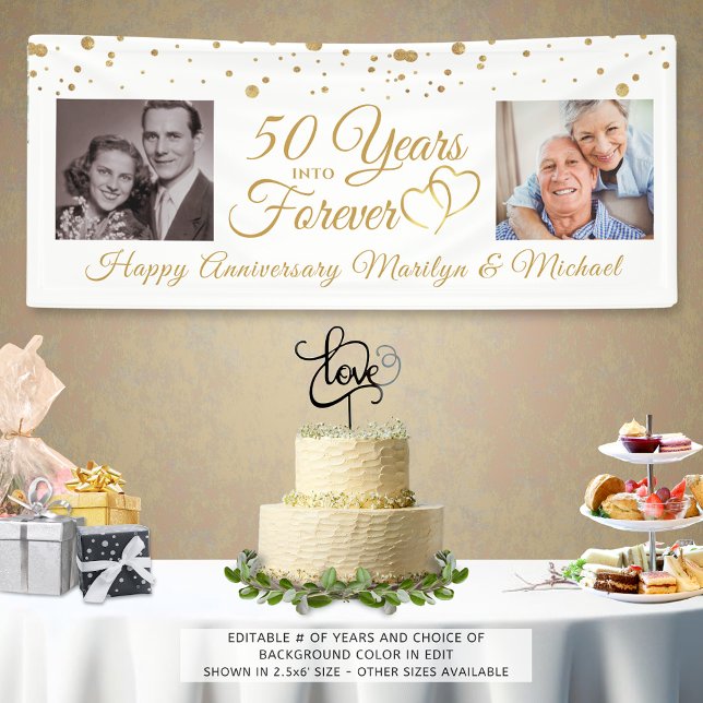 Anniversary Gold 2 Photos YEARS INTO FOREVER Banner (Creator Uploaded)