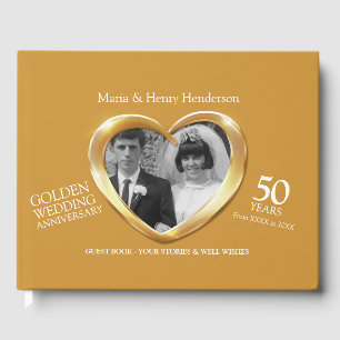 Anniversary golden wedding photo hearts 50 years guest book