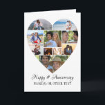 Anniversary Heart Photo Collage Custom Card<br><div class="desc">Celebrate any year anniversary (or any occasion or event) with photo memories in a unique heart-shaped photo collage with 10 pictures on the front (and 2 photos inside). The sample shown is for any year anniversary but all text is editable to customise and personalise for a unique and memorable keepsake...</div>
