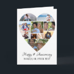 Anniversary Heart Photo Collage Custom Card<br><div class="desc">Celebrate any year anniversary (or any occasion or event) with photo memories in a unique heart-shaped photo collage with 10 pictures on the front (and 2 photos inside). The sample shown is for any year anniversary but all text is editable to customise and personalise for a unique and memorable keepsake...</div>