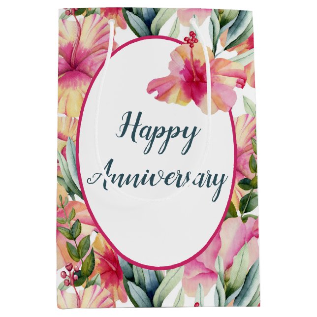 Anniversary Hibiscus Garden  Medium Gift Bag (Front)