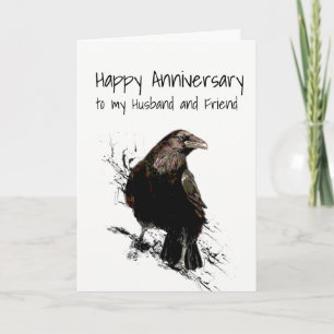 Anniversary Husband and friend Raven Bird art Card