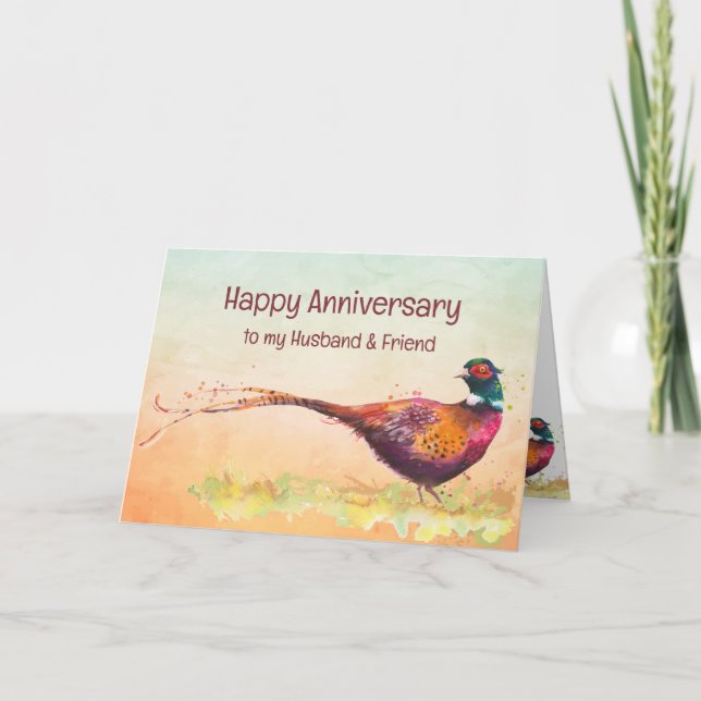 Anniversary Husband Friend Pheasant Game Bird Card (Front)