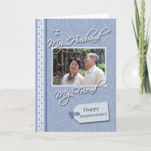 Anniversary, Husband - Photo card template (Front)