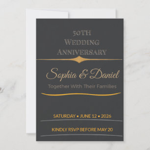 Anniversary Invitation Elegant Gold Wedding 50th