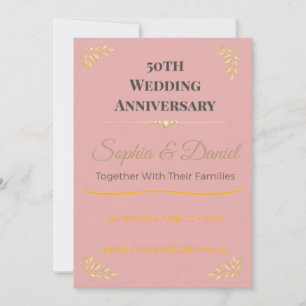 Anniversary Invitation Gold Elegant 50th Party