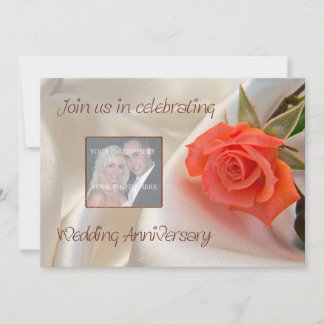 Anniversary invitation with a red rose of love