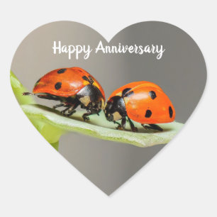 Anniversary Ladybugs Heart Stickers
