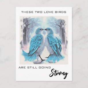 *~* Anniversary Love Birds Winter AP54 Art  Postcard