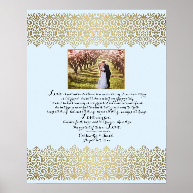 Anniversary, Love Chapter 1 Corinthians 13 w Photo Poster (Front)