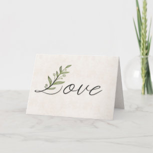 Anniversary love font with leaves card