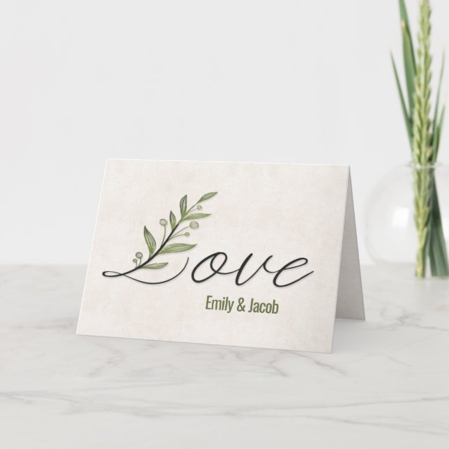 Anniversary Love Font with Leaves Card (Front)