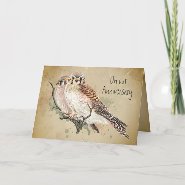 Anniversary Loved One Kestrel Falcon Wildlife Bird Card (Front)