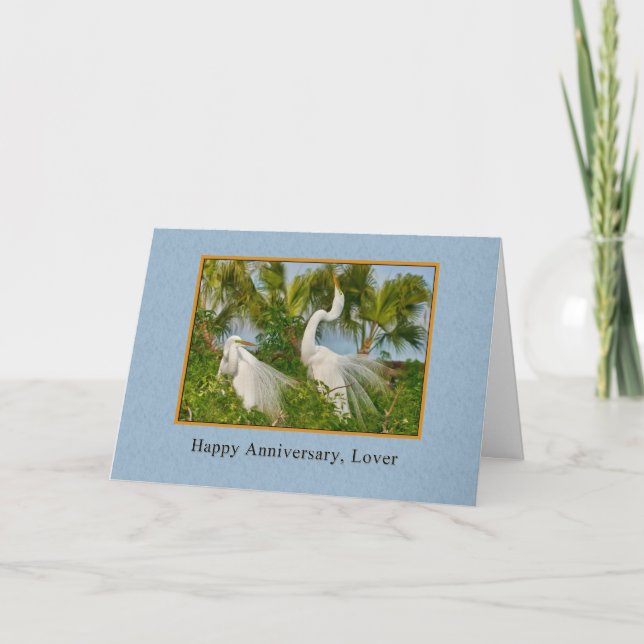 Anniversary, Lover, Great Egret Birds Card (Front)