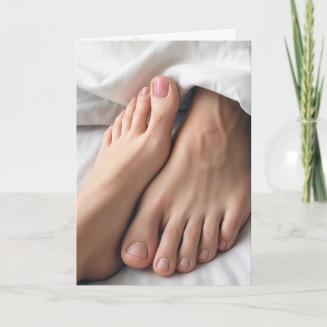 Anniversary Man and a Woman's Feet On a Bed Card (Front)