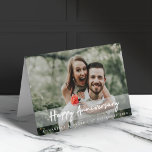 Anniversary Modern | Photo Love Husband Wife Happy Card<br><div class="desc">Beautiful photograph greeting card with a simple, modern, minimalist "Happy Anniversary" quote banner on a semi-transparent overlay background. This versatile card can be personalized with your own photograph, name and special date to make a truly unique and bespoke card for your loved one. The inside message "Wishing you a wonderful...</div>