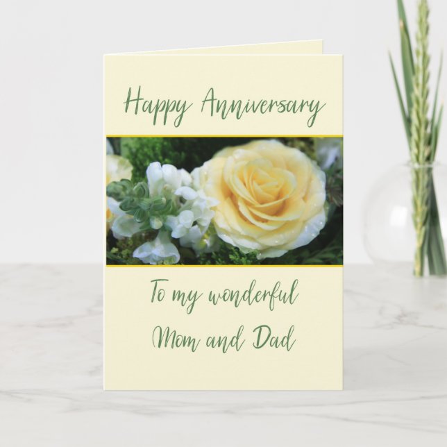 Anniversary Mum and Dad Yellow Rose Card (Front)