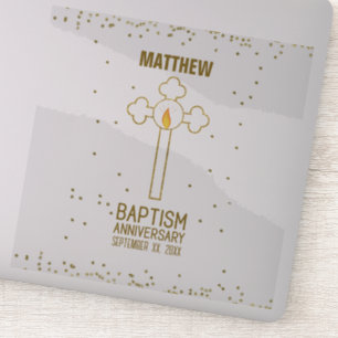 Anniversary of Baptism Gold Cross Personalised