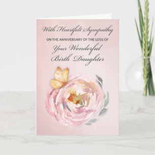 Anniversary of Loss Birth Daughter Butterfly Rose Card