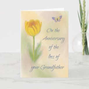 Anniversary of Loss of Grandpa Watercolor Flower Card