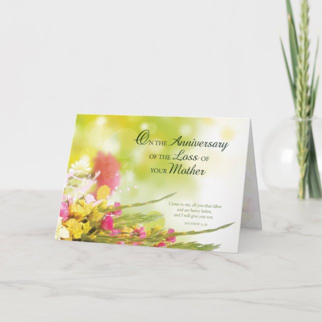 Anniversary of Loss of Mother, Death, Flowers Card (Front)