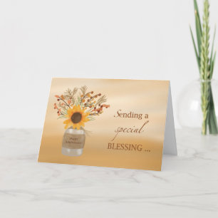 Anniversary on Thanksgiving Blessings Sunflower Card