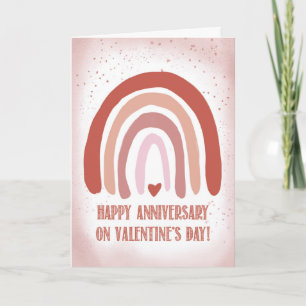 Anniversary on Valentines Day Hand Painted Soft Card