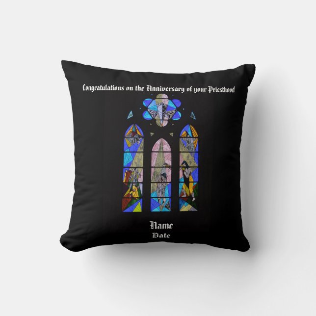 Anniversary Ordination Personalised Pastor Priest Cushion (Front)