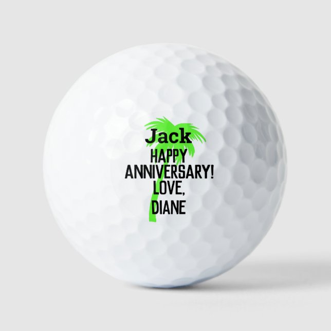 Anniversary palm tree husband Golf Balls (Front)