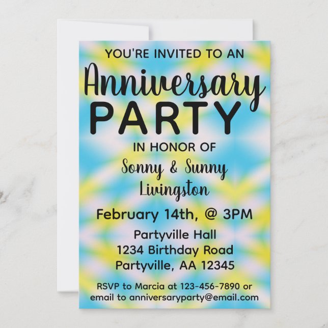 Anniversary Party Blue Tie Dye Invitation (Front)