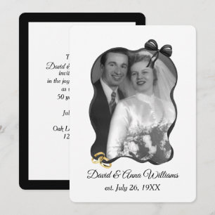 Anniversary Party Bow and Ribbon Frame On White Invitation