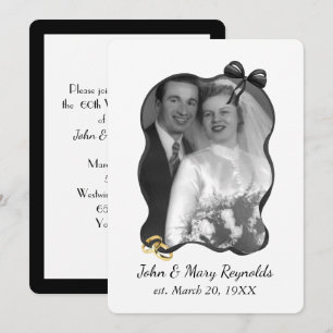 Anniversary Party Bow and Ribbon Frame On White Invitation
