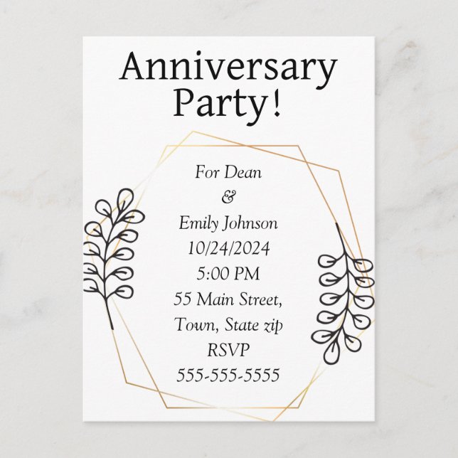 Anniversary party invitations (Front)