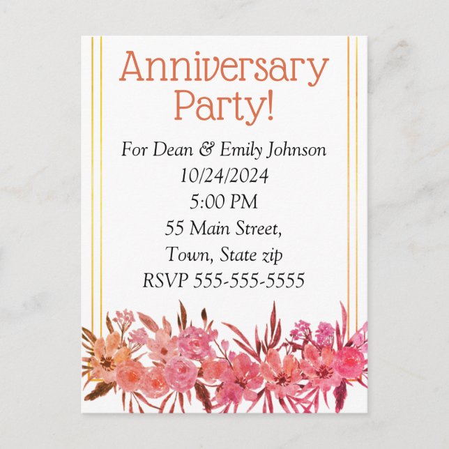 Anniversary party invitations (Front)