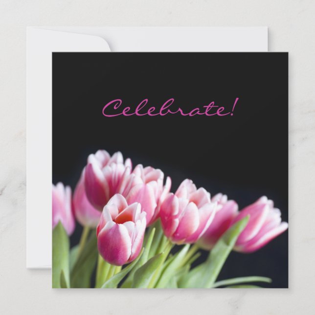 Anniversary Party Pink Tulip Invitation (Front)