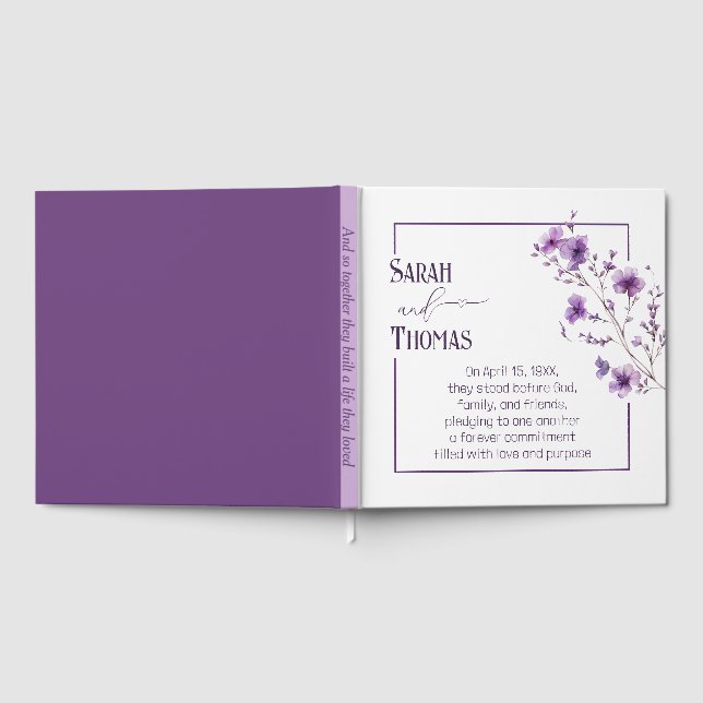 Anniversary Party Purple Flowering Branch Guest Book (Full)