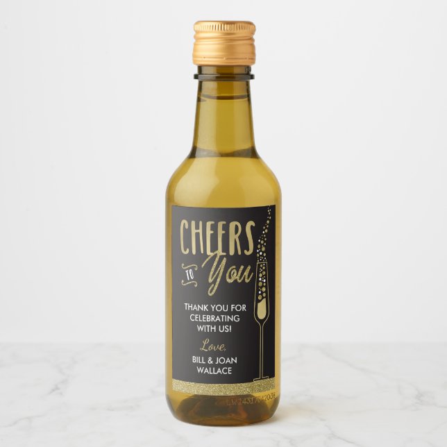 Anniversary Party Wine Bottle Favour Label (Front)