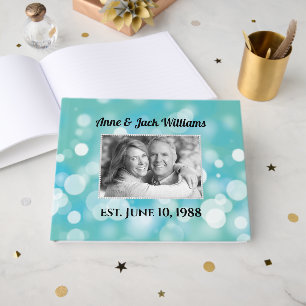 Anniversary Pearl Photo Frame On Party Lights Guest Book