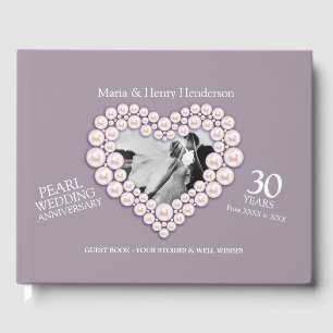 Anniversary Pearl wedding photo hearts 30 years Guest Book
