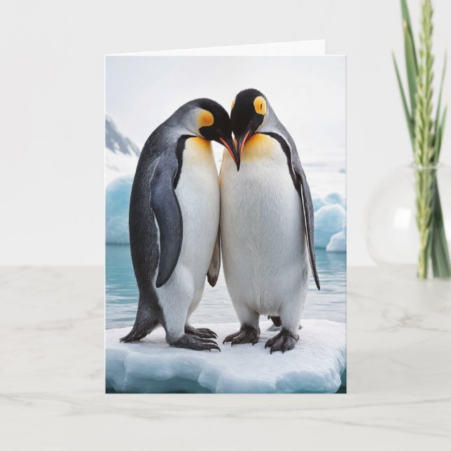 Anniversary Penguin Couple On An Iceberg Card (Front)