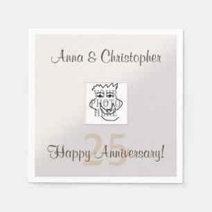 Anniversary Personal Photo and Text Silver Napkin
