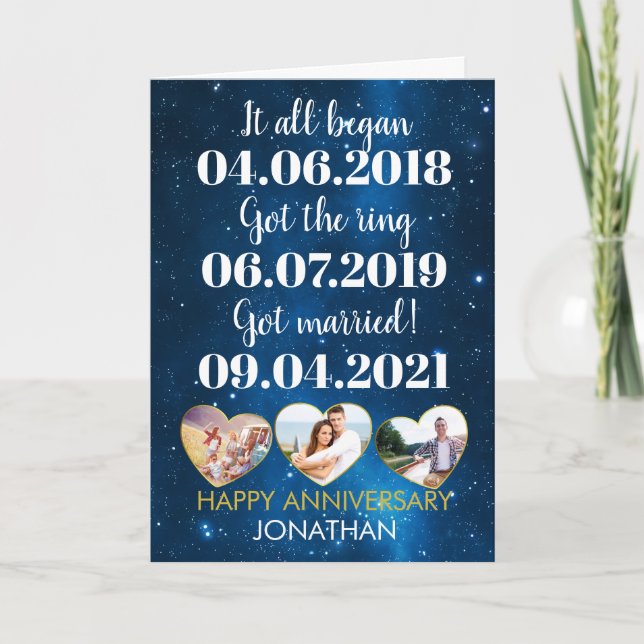 Anniversary Personalised Romantic Dates  Card (Front)