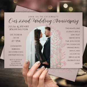 Anniversary Photo Arch Blush Botanical Elegant Invitation