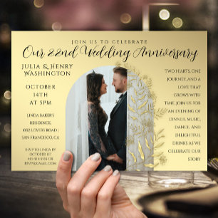 Anniversary Photo Arch Gold Botanical Elegant Invitation