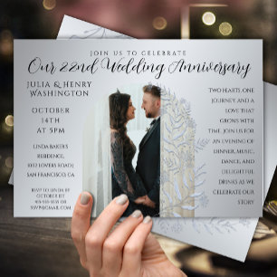 Anniversary Photo Arch Silver Botanical Elegant Invitation
