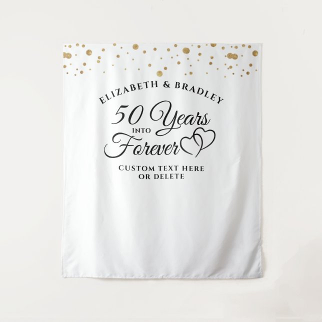 Anniversary Photo Backdrop 50 Years into Forever Tapestry (Front)