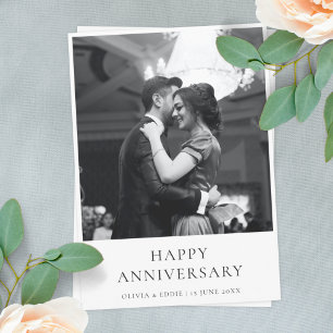 Anniversary Photo   Elegant Modern Minimalist Card