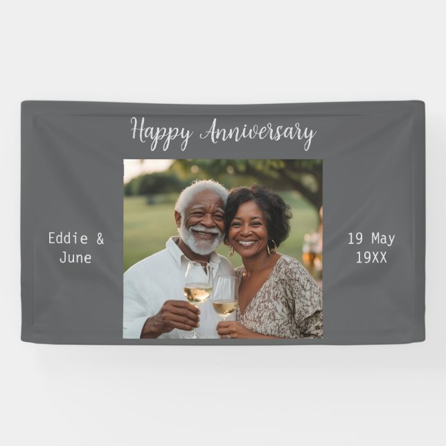 Anniversary Photo Modern Banner Grey (Horizontal)