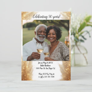 Anniversary Photo Modern Invitation White